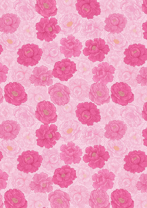 Lewis & Irene - Love Blooms - Bright Pink Peony Blooms - A525.3 (Width of Fabric By 25cm) - R3