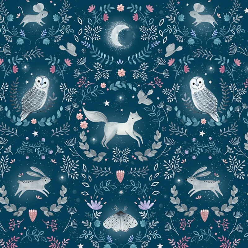 Dashwood - Nightfall - Night1938 - Wreathed Animals - 25cm Cut By Width Of Fabric - R2 & W13.4