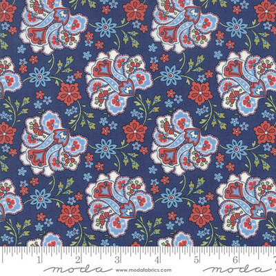 Mackinac Island Paisley Cream Fabric by Minick & Simpson - Blue - 14891-15 - Moda - W00.2