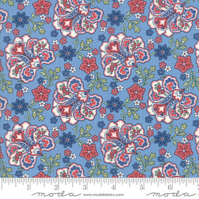 Mackinac Island Paisley Cream Fabric by Minick & Simpson - Light Blue - 14891-14 - Moda - W00.2
