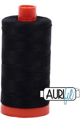 Aurifil 50 Weight Thread - Black - 1300m - 2692 - F4
