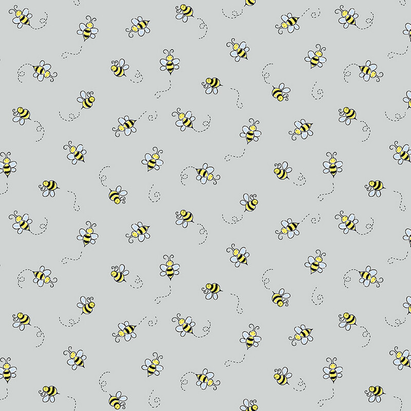 Makower 9715-C1 - Animated Bees - Light Grey Long Quarter WoF By 25cm - R2