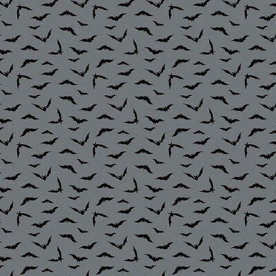 Makower 9784-C - Halloween - Haunt - Bats On Grey - Long Quarter (Width of Fabric By 25cm) - R3