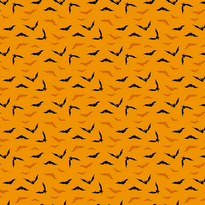 Makower 9784-O - Halloween - Haunt - Bats On Orange - Long Quarter (Width of Fabric By 25cm) - R3