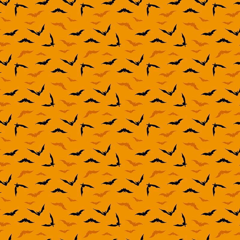 Makower 9784-O - Halloween - Haunt - Bats On Orange - Long Quarter (Width of Fabric By 25cm) - R3