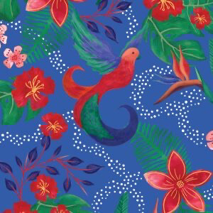 Sarah Payne - Birds Of Paradise - 2753-01 - Birds & Flower Royal - Long Quarter (Width of Fabric By 25cm) - R2