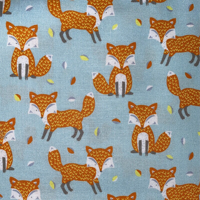 Foxes On Light Blue - Long Quarter (Width of Fabric By 25cm) - R2