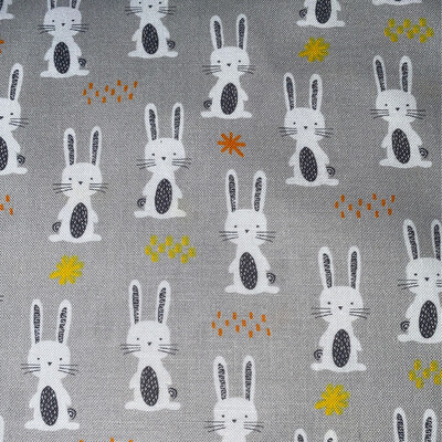 Bunnies On Light Grey - Long Quarter (Width of Fabric By 25cm) - R2