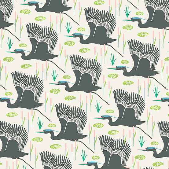 Andover - 9996-C - Patty Sloniger- Fauna & Flora - Wetlands - Shadow - Long Quarter (Width of Fabric By 25cm) - R2
