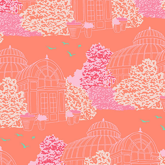 Andover - 9993-O - Patty Sloniger- Fauna & Flora - Conservatory - Melon - Long Quarter (Width of Fabric By 25cm) - R2