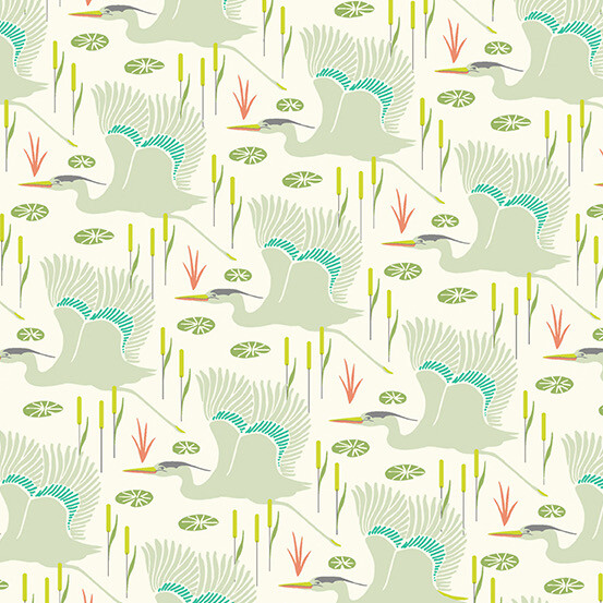 Andover - 9996-L - Patty Sloniger- Fauna & Flora - Wetlands - Fog - Long Quarter (Width of Fabric By 25cm) - R2