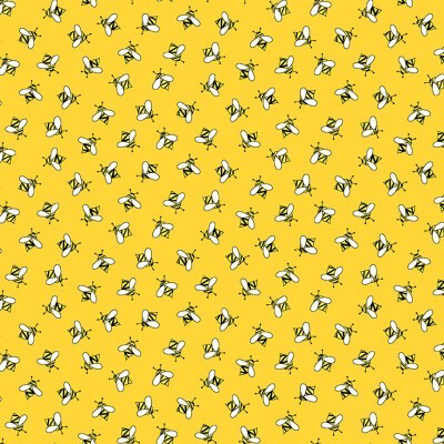 Makower - 9989-Y - Sunflower & Bees - Yellow Bees - Long Quarter (25cm By Width of Fabrics) - R1
