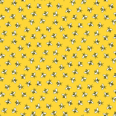 Makower - 9989-Y - Sunflower & Bees - Yellow Bees - Long Quarter (25cm By Width of Fabrics) - R2