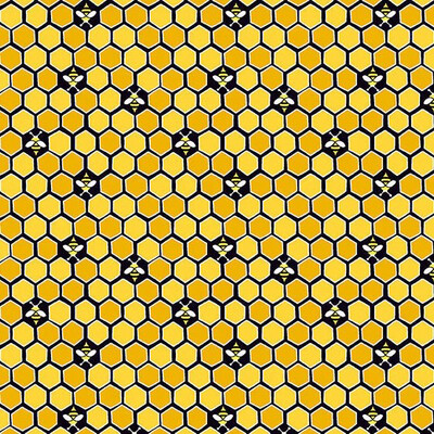 Makower - 9988-YK - Sunflower & Bees - Honeycomb Yellow - Long Quarter (25cm By Width of Fabrics) - R1