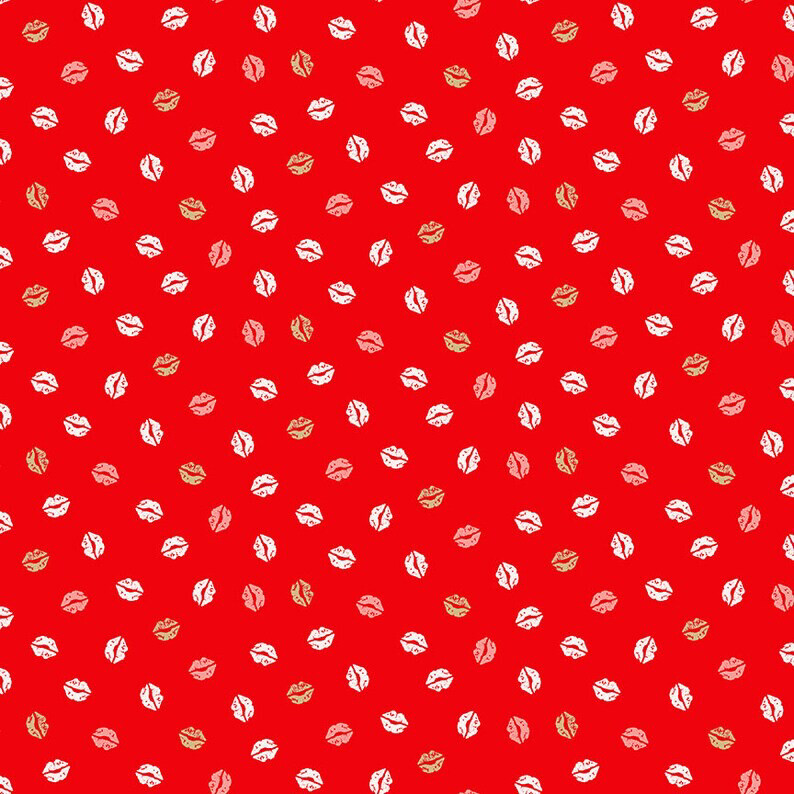 Makower - Pamper - 2312-R - Beauty Lips Red - 25cm Cut By Width Of Fabric - R2