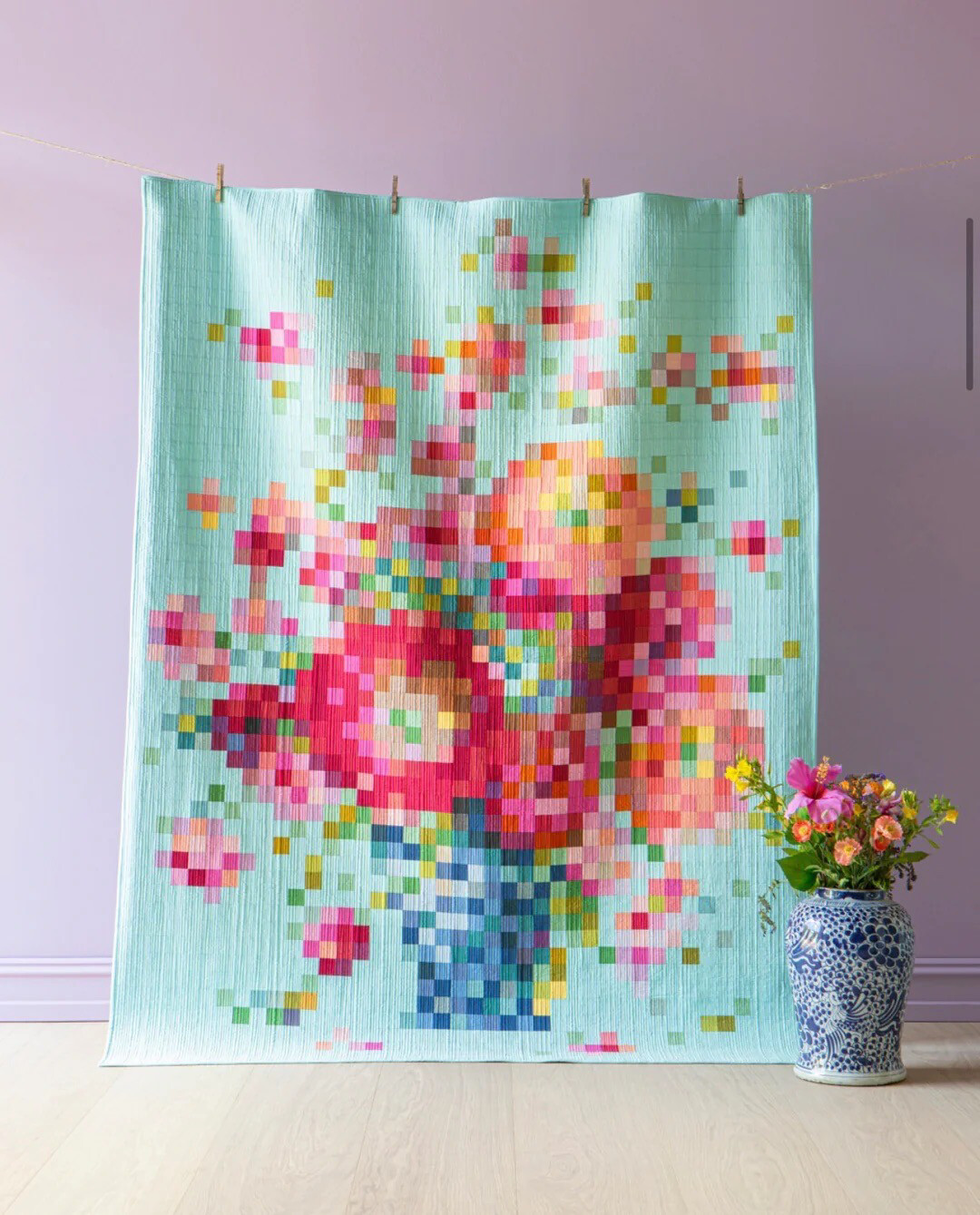 Tilda - Embroidery Vase Flower Quilt Kit - With Quilter’s Grid - UnLA