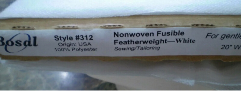 Bosal 312 - NonWoven Lightweight Fusible Interfacing in White - 20" By 25cms - Stabiliser - W00.1