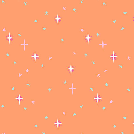 Andover - Moonlit Garden - Patty Sloniger - Starry Sky - Orange - 513-O (Width of Fabric By 25cm) - W00.3
