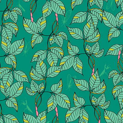 Andover - Moonlit Garden - Patty Sloniger - Leafy - Teal - 509-T (Width of Fabric By 25cm) - W00.3