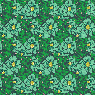 Andover - Moonlit Garden - Patty Sloniger - Pressed Flower - Minty - 507-T (Width of Fabric By 25cm) - W00.4