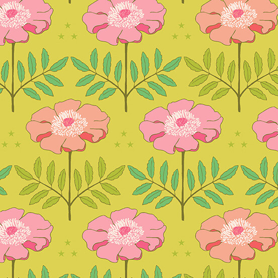 Andover - Moonlit Garden - Patty Sloniger - Enchanted - Chartreuse - 508-Y (Width of Fabric By 25cm) - W00.2