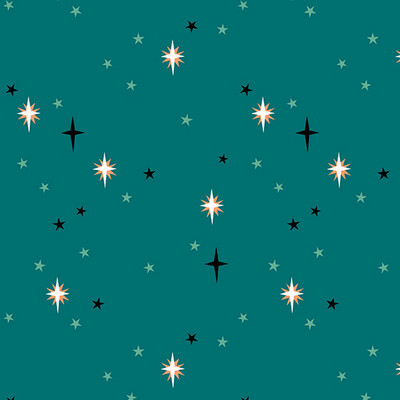 Andover - Moonlit Garden - Patty Sloniger - Starry Sky - Peacock - 513-T (Width of Fabric By 25cm) - W00.3