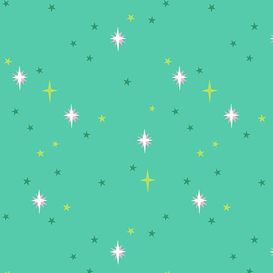 Andover - Moonlit Garden - Patty Sloniger - Starry Sky - Aqua - 513-G (Width of Fabric By 25cm) - W00.3