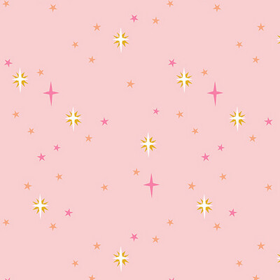 Andover - Moonlit Garden - Patty Sloniger - Starry Sky - Pink - 513-E (Width of Fabric By 25cm) - W00.3