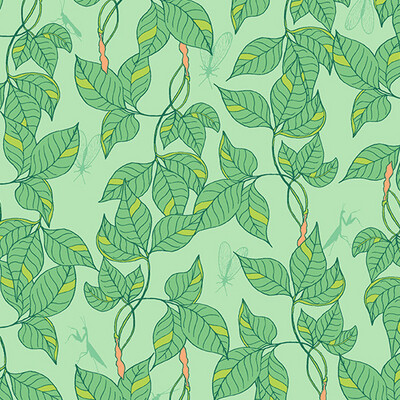 Andover - Moonlit Garden - Patty Sloniger - Leafy - Minty - 509-G (Width of Fabric By 25cm) - W00.3
