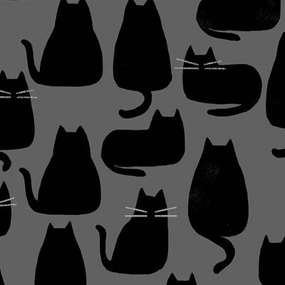 Andover - Whiskers And Dash - Sarah Golden - Black Background - 9168-C (Width of Fabric By 25cm) - W00.5