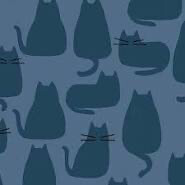 Andover - Whiskers And Dash - Sarah Golden - Blue And Blue Background - 9168-B1 (Width of Fabric By 25cm) - W00.5