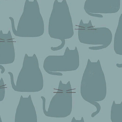 Andover - Whiskers And Dash - Sarah Golden - Light Blue Background - 9168-T (Width of Fabric By 25cm) - W00.5