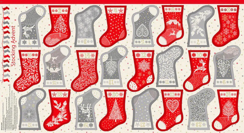 Makower - Mini Stockings Advent Metallic - 2362-1 - W15.3 - Christmas