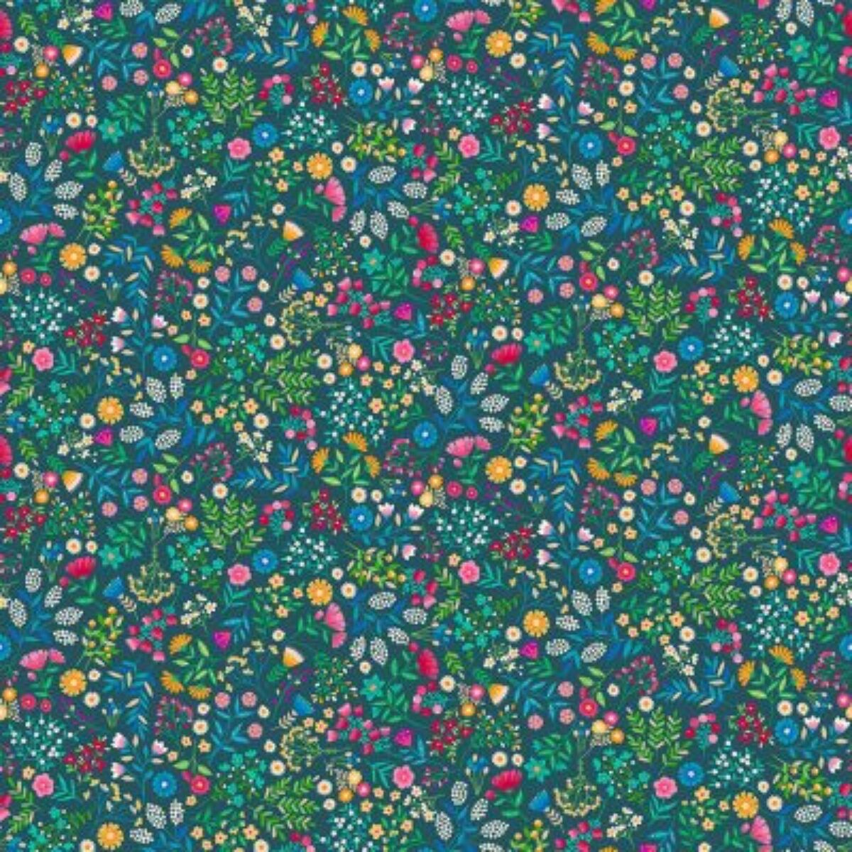Makower - Jaipur - Flowers - Teal - 2563-T - W013.4