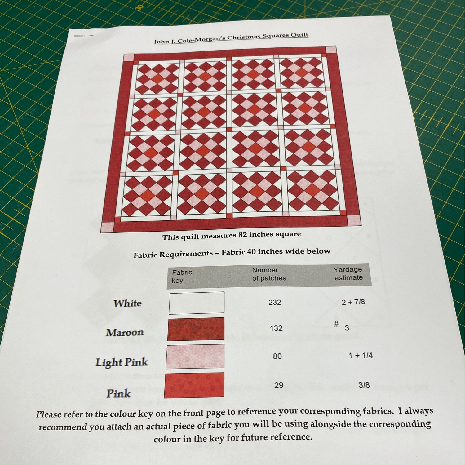 John J. Cole-Morgan’s Christmas Squares Quilt Pattern - Physical
