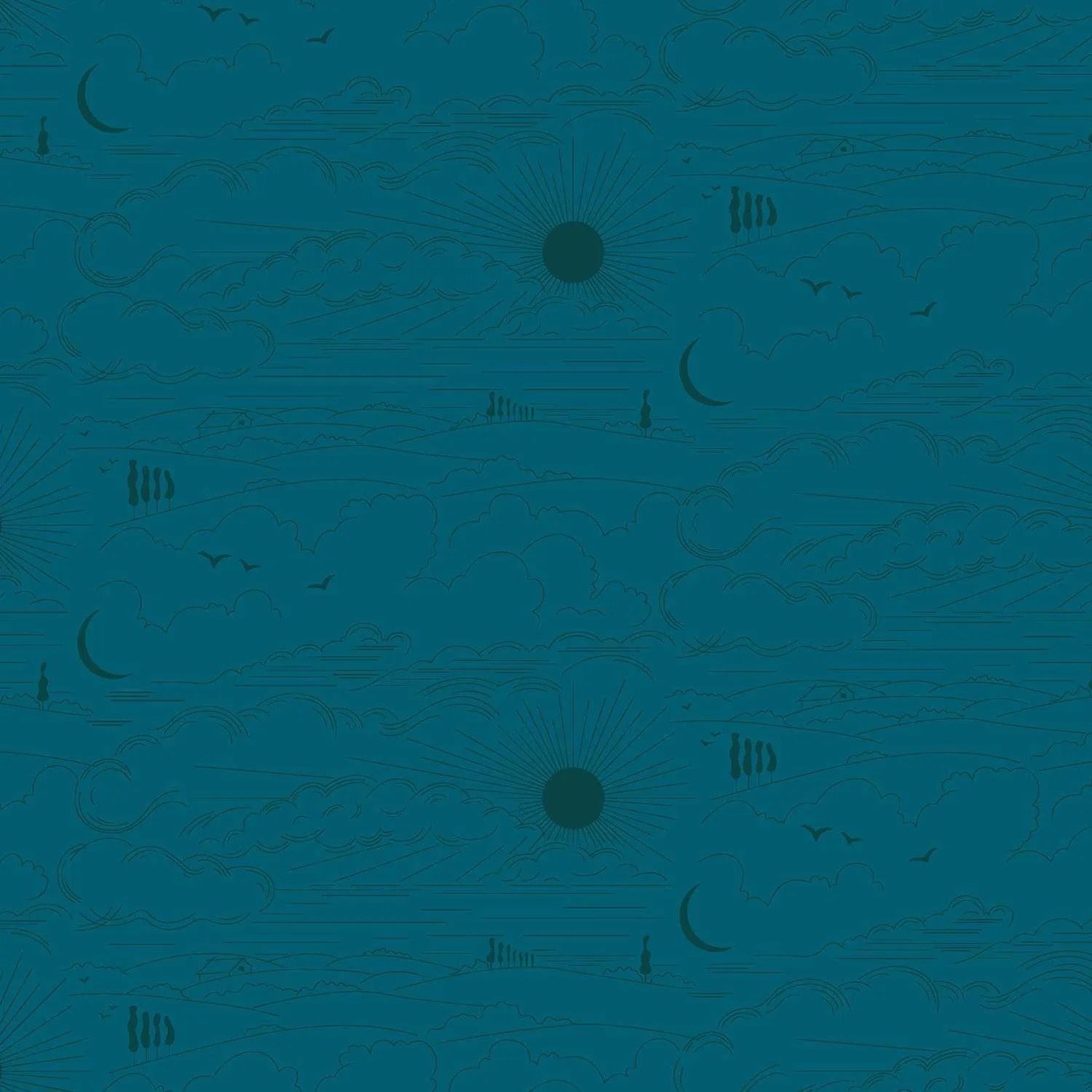 Alison Glass - Soliloquy - 1219-T - Dwell Peacock - Teal - 25cm Cut By Width Of Fabric - W11.2