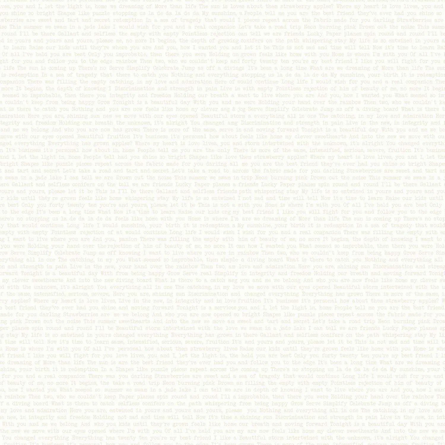 Alison Glass - Soliloquy - 1218-LN - Path Chalk - White White Letters - 25cm Cut By Width Of Fabric - W11.3
