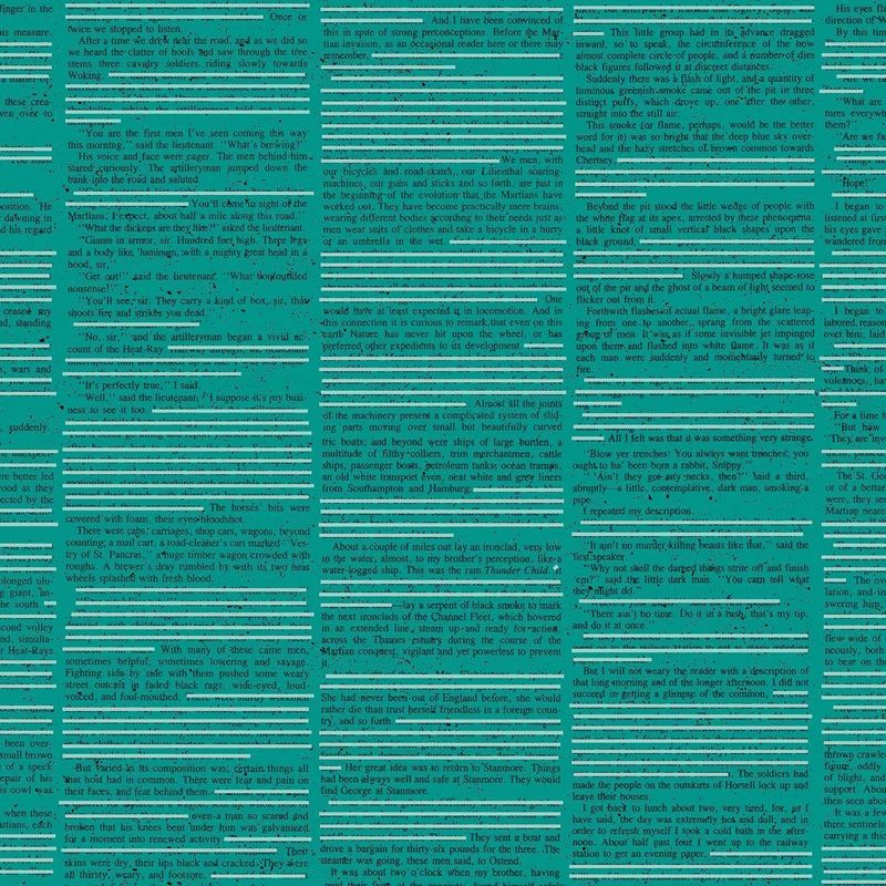 Giucy Giuce - Scrawl - 1213-T - Redacted Redux Cyan - Teal - 25cm Cut By Width Of Fabric - W10.4