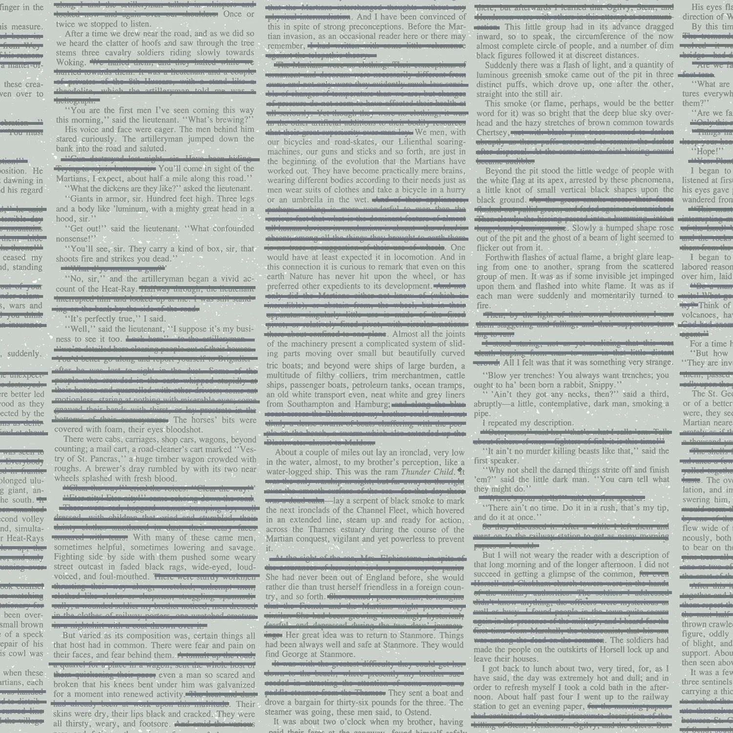 Giucy Giuce - Scrawl - 1213-C - Redacted Redux Soot - Light Grey - 25cm Cut By Width Of Fabric - W10.4
