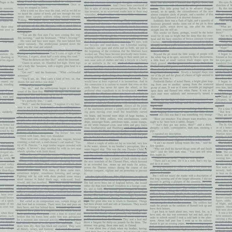 Giucy Giuce - Scrawl - 1213-C - Redacted Redux Soot - Light Grey - 25cm Cut By Width Of Fabric - W10.4