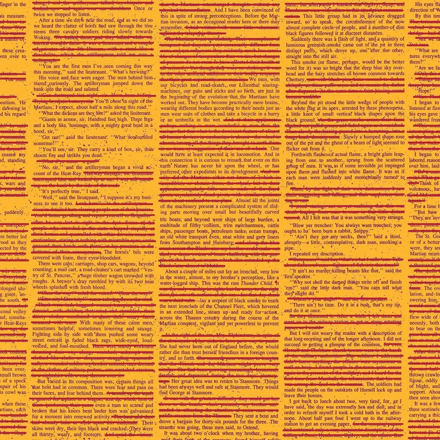 Giucy Giuce - Scrawl - 1213-O - Redacted Redux Mango - Orange - 25cm Cut By Width Of Fabric - W10.4