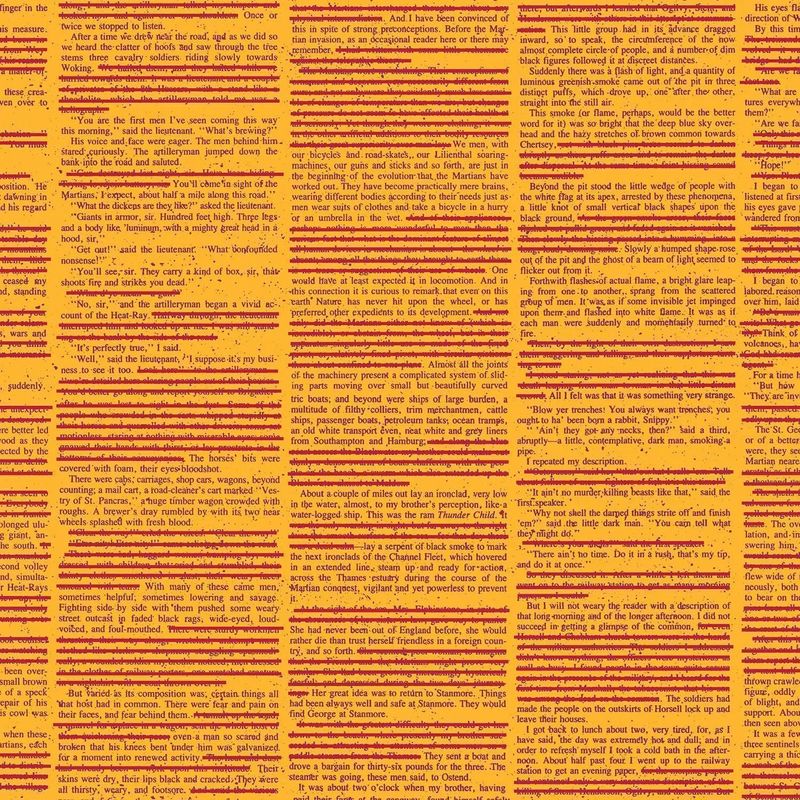 Giucy Giuce - Scrawl - 1213-O - Redacted Redux Mango - Orange - 25cm Cut By Width Of Fabric - W10.4