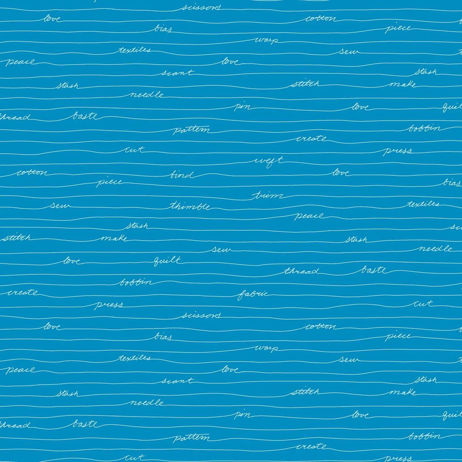Giucy Giuce - Scrawl - 1216-B - Longhand - Sea - Blue - 25cm Cut By Width Of Fabric - W11.2