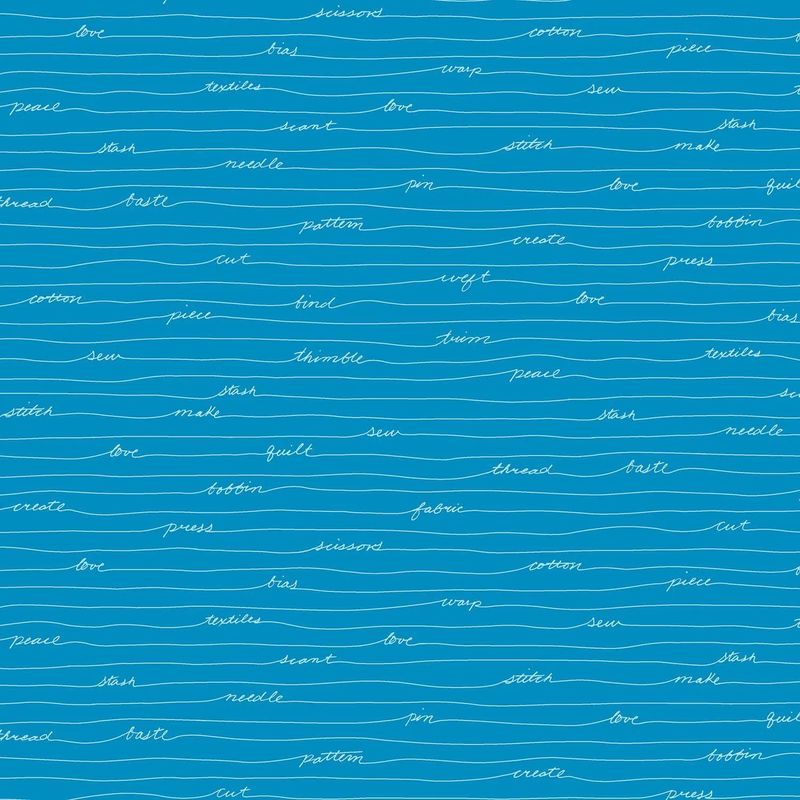 Giucy Giuce - Scrawl - 1216-B - Longhand - Sea - Blue - 25cm Cut By Width Of Fabric - W11.2