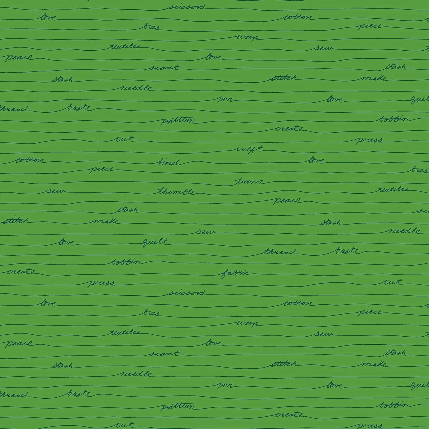 Giucy Giuce - Scrawl - 1216-G - Longhand - Clover - Green - 25cm Cut By Width Of Fabric - R4