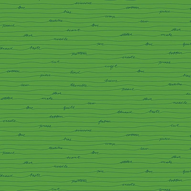 Giucy Giuce - Scrawl - 1216-G - Longhand - Clover - Green - 25cm Cut By Width Of Fabric - W11.2