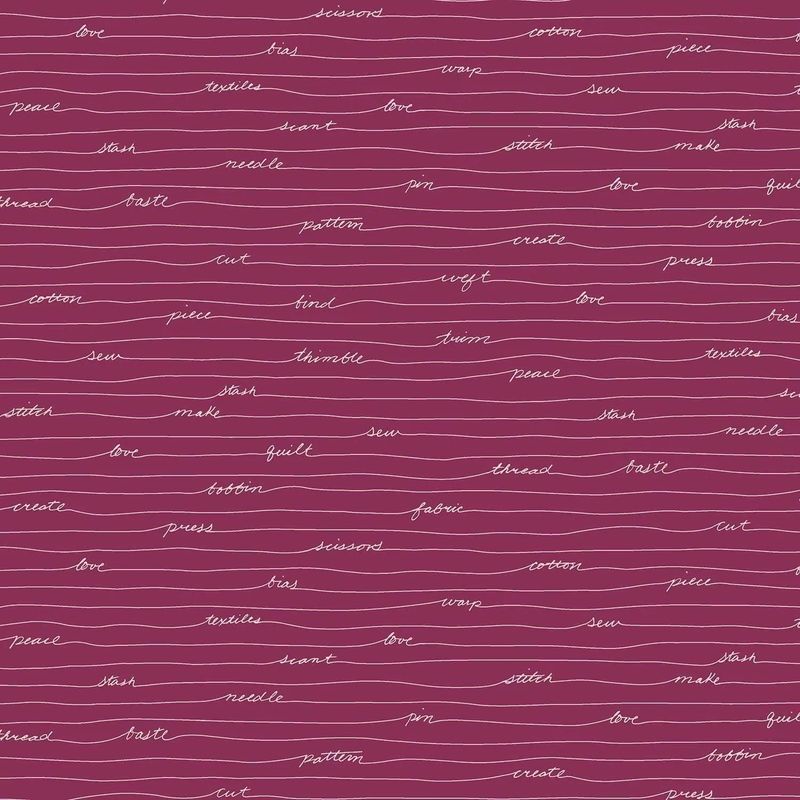 Giucy Giuce - Scrawl - 1216-P - Longhand - Malbec - Purple - 25cm Cut By Width Of Fabric - R4