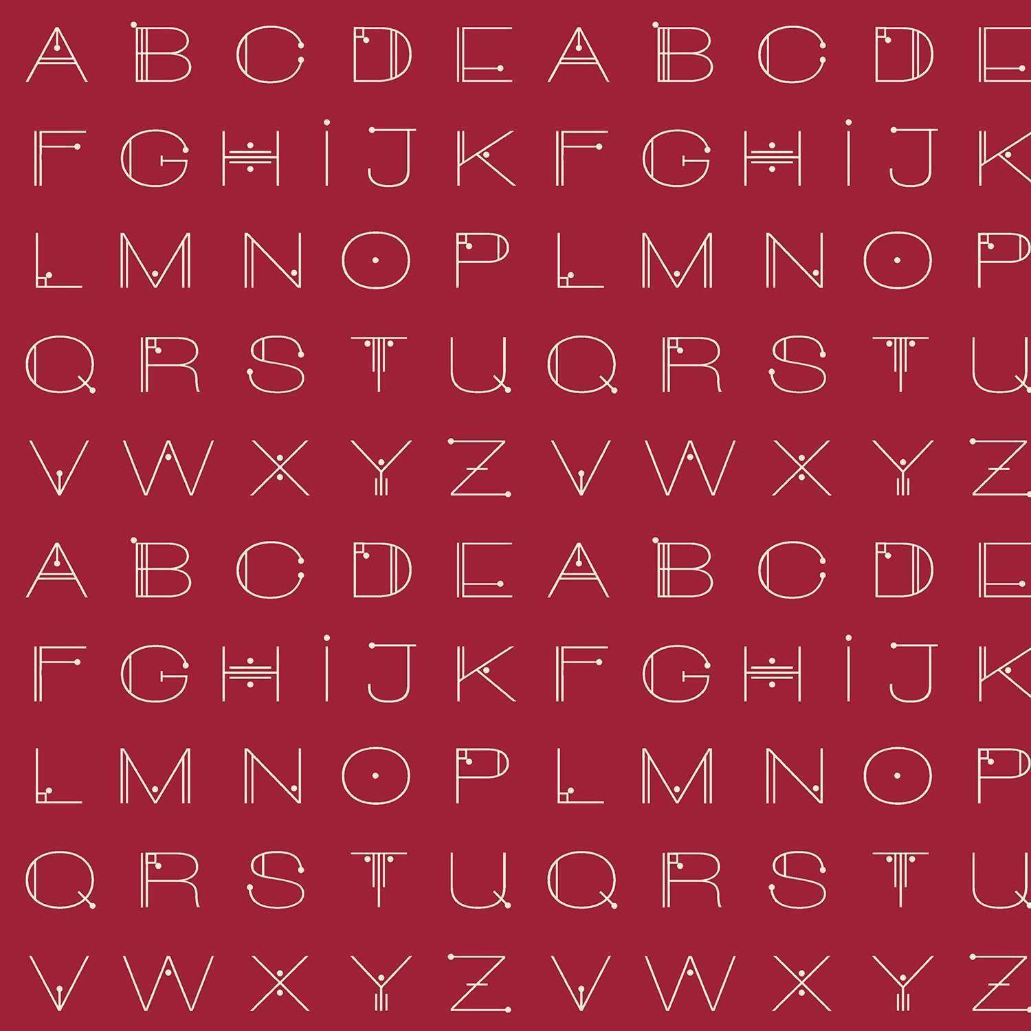 Giucy Giuce - Scrawl - 1217-R - Deco Letters - Crimson - Red - 25cm Cut By Width Of Fabric - W11.2