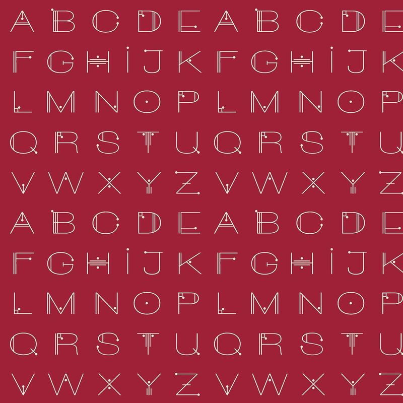 Giucy Giuce - Scrawl - 1217-R - Deco Letters - Crimson - Red - 25cm Cut By Width Of Fabric - R4