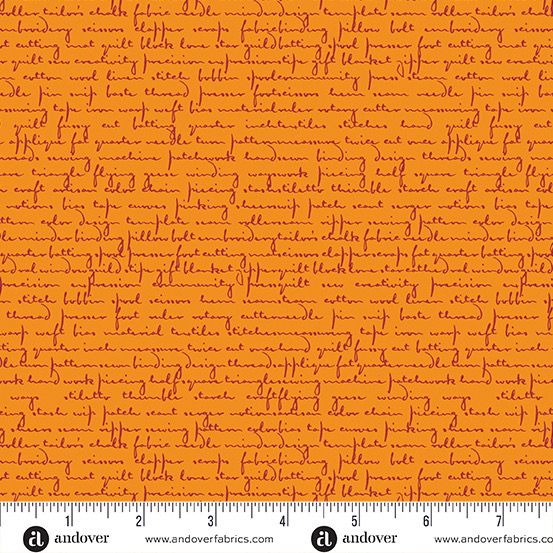 Giucy Giuce - Scrawl - 1214-O - Quilty Words - Tangerine - Orange - 25cm Cut By Width Of Fabric - W11.3